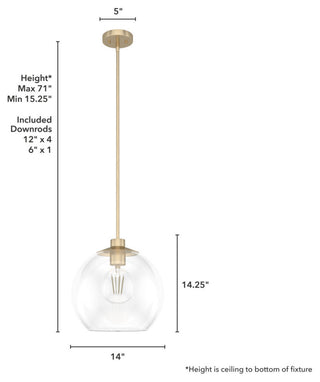Xidane Alturas Gold, Clear Glass 1-Light Pendant