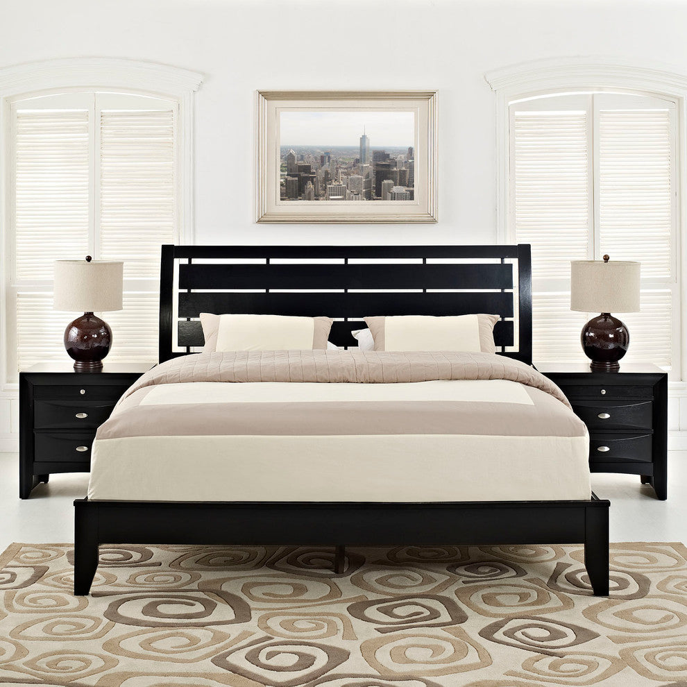Modern Contemporary Bedroom 3-Piece SetQueen Bedroom Set Black