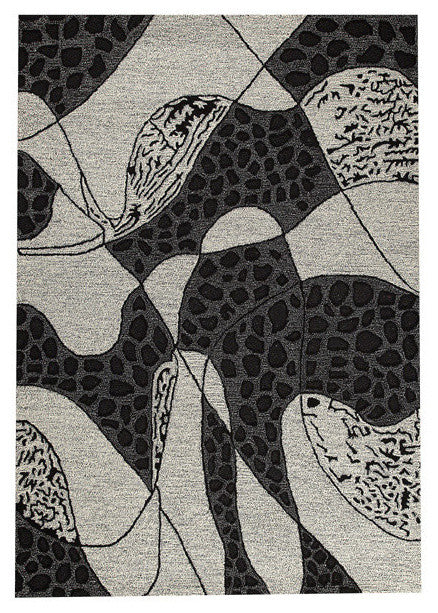Riddle Rug, Black White, 7''10"x9''10"