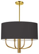 ELN-224C-AGB-797 4 Light Incandescent Pendant, Aged Brass w/ Black Fabric Shade