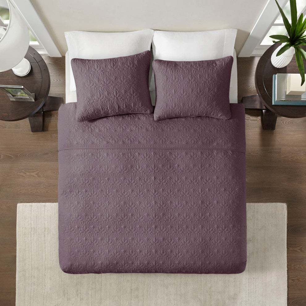 Madison Park Quebec Reversible Quilt Set, Purple