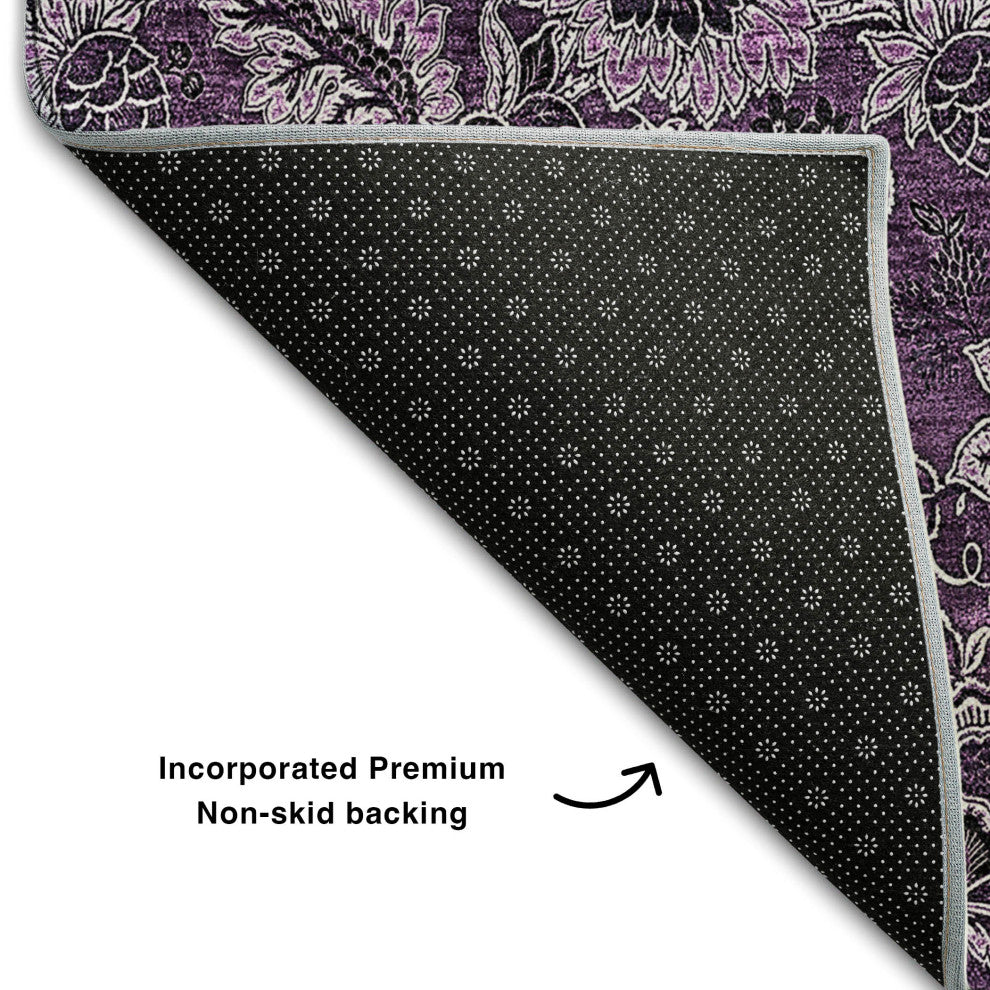 Premium Machine Washable Mayfield AMF661 Eggplant 3' x 5' Rug