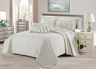 Bloom Medallion 5-Piece Printed Microfiber Quilt Set, Queen