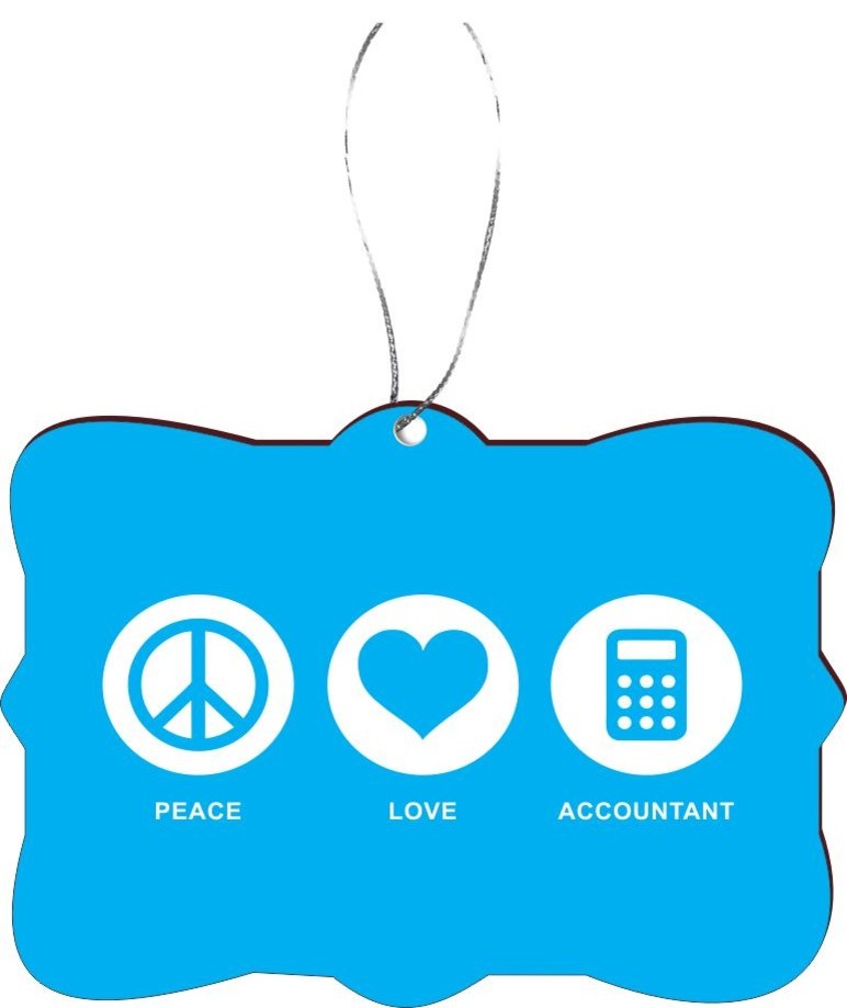 Peace Love Accountant Sky Blue Design Rectangle Christmas Tree Ornament