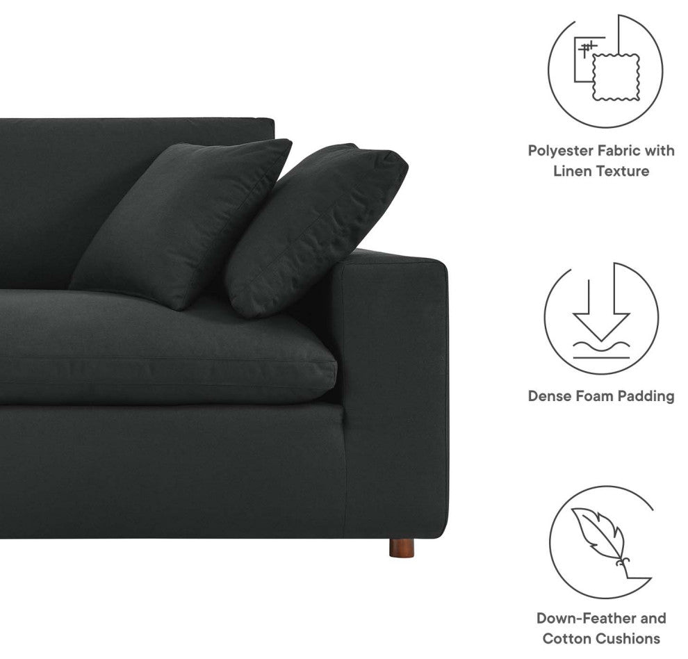 Commix Down Filled Overstuffed Sofa - Black