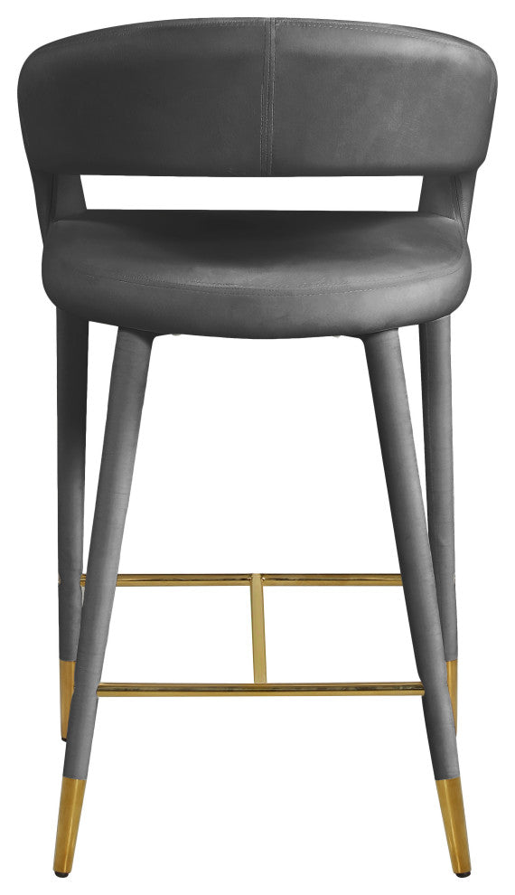 Destiny Counter Stool, Grey, Velvet