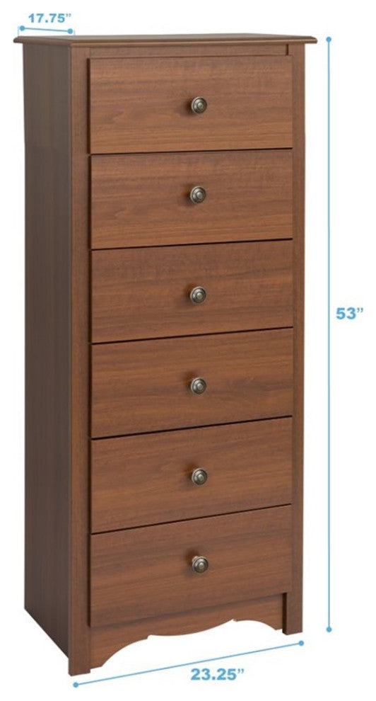 Prepac Monterey 6 Drawer Chest in Cherry Finish
