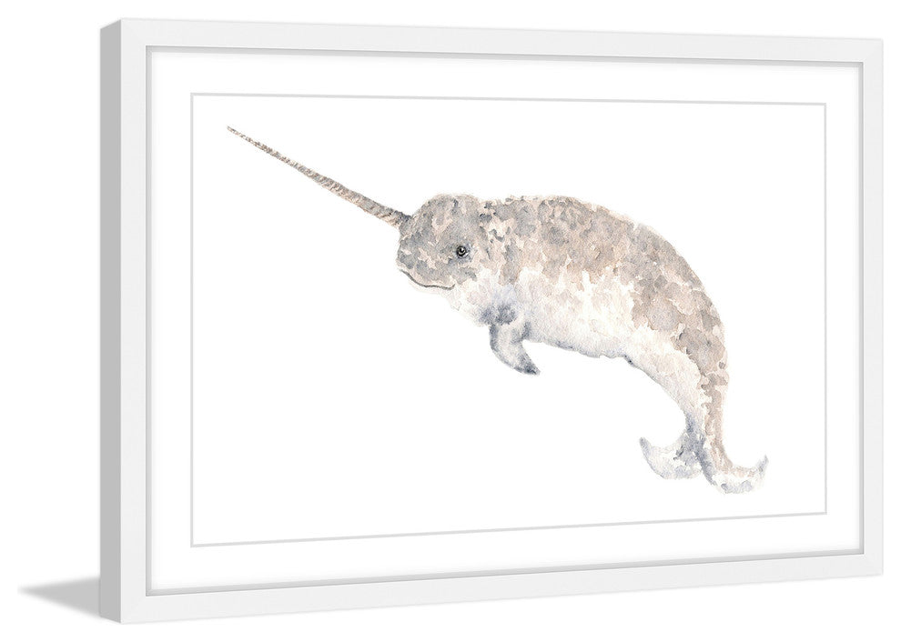 Marmont Hill, "Narwhal" by Thimble Sparrow Framed Painting Print, 18x12