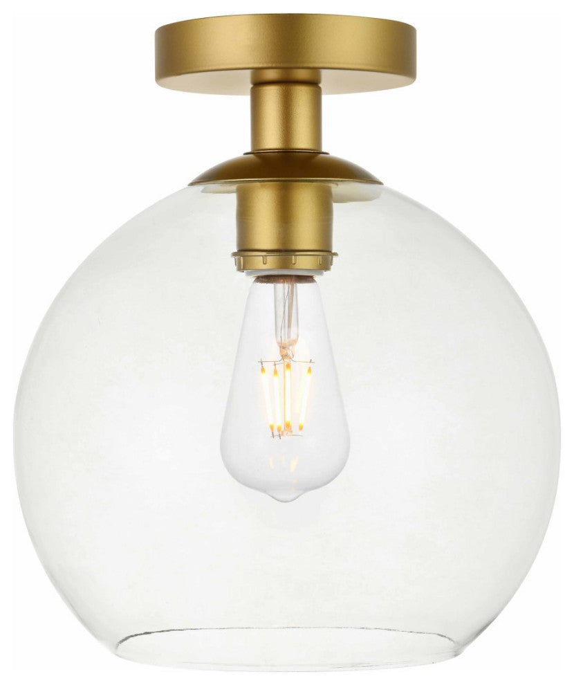 Elegant Lighting LD2210 Baxter 10"W Semi-flush Globe Ceiling - Brass / Clear