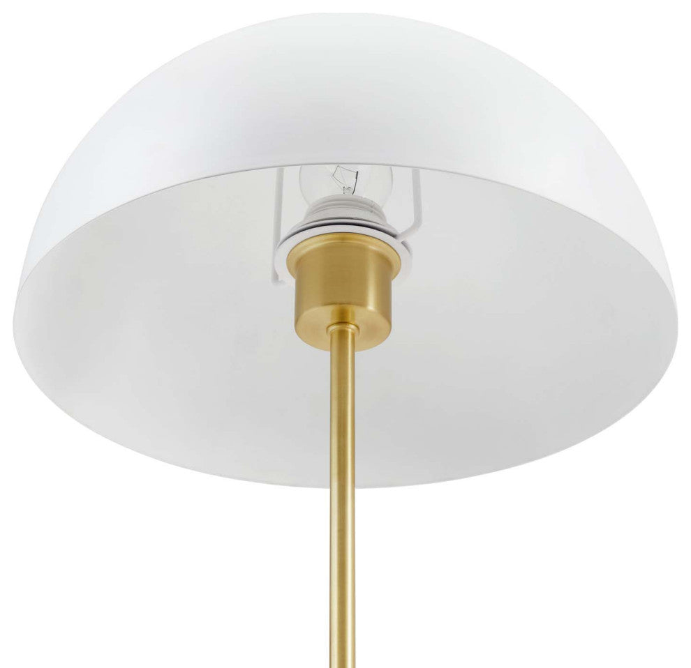Table Lamp, White Gold, Metal, Modern, Mid Century Cafe Bistro Hospitality