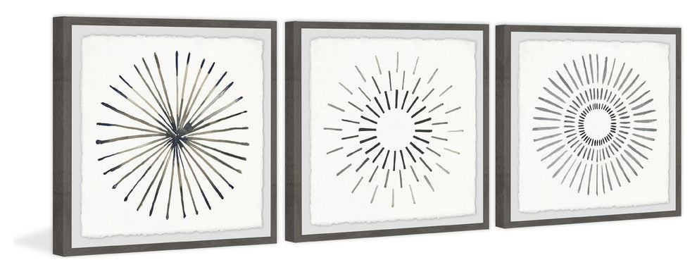 Circle Lines II Triptych, Set of 3, 18x18 Panels