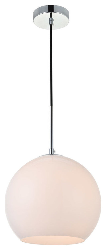 Elegant Baxter 1-Light Chrome Pendant With Frosted White Glass