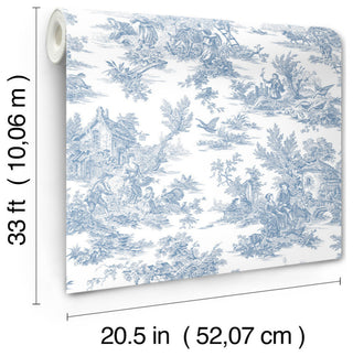 Campagne Toile Blue and White Wallpaper