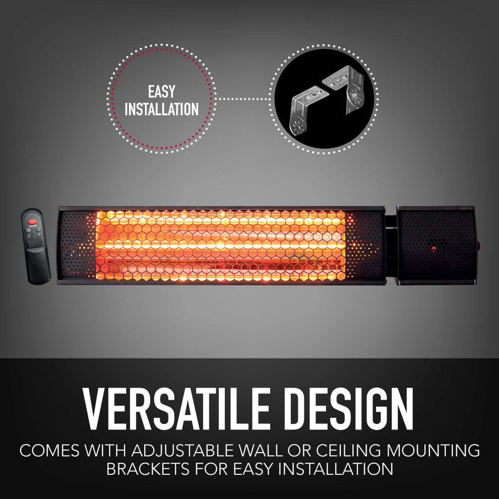 Permasteel 1500W Electric Mounted Patio Heater with Remote Control