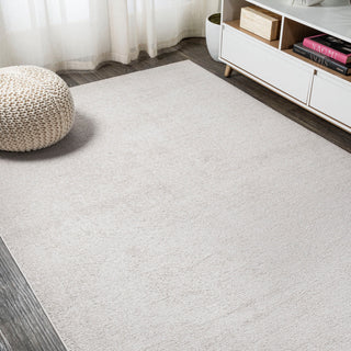 Haze Solid Low-Pile Runner Rug, Ivory, 3 X 5