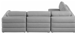 Beckham Linen Textured Fabric 4-Piece Modular L-Shaped Sectional, Grey