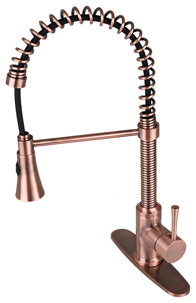 Brienza Residential Spring Pull Down Kitchen Faucet Deck Plate in Antique Copper
