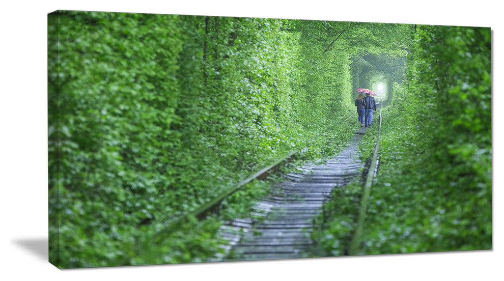 Couple Walking into Tunnel, Landscape Canvas Art Print, 60"x28"
