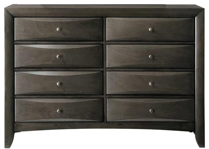 Dresser with Beveled Front 8 Storage Drawers, Gray