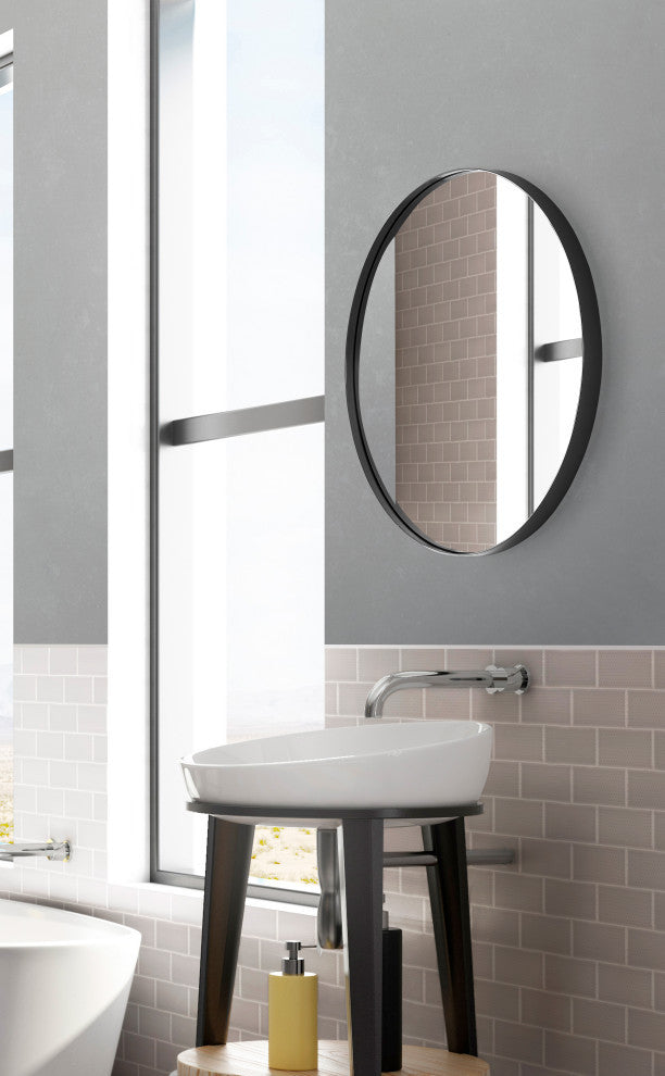 Decorative Round Mirror, Black, 24