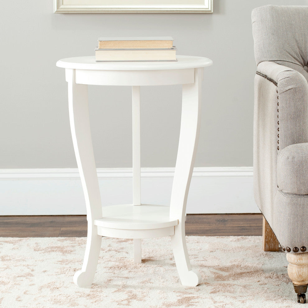 Safavieh Mary Pedestal Side Table, Distressed Cream