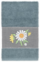 Linum Home Textiles Turkish Cotton Daisy Embellished Hand Towel, Teal