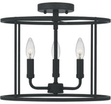 Quoizel ABR1714MBK Three Light Semi Flush Mount, Matte Black Finish