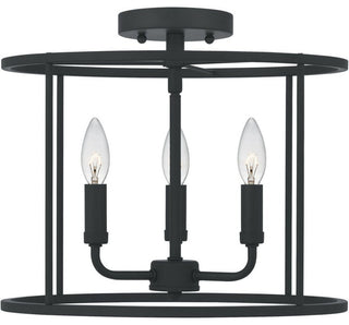 Quoizel ABR1714MBK Three Light Semi Flush Mount, Matte Black Finish