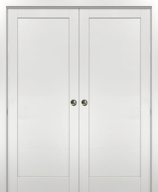 Double Pocket Doors 64 x 84 & Frames | Quadro 4111 White Ash | Solid Closet Door