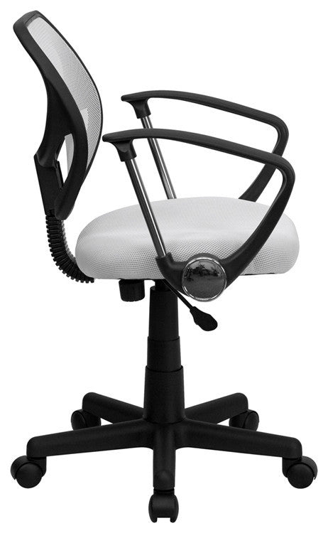 Mid-Back White Mesh Swivel Task Chair With Arms
