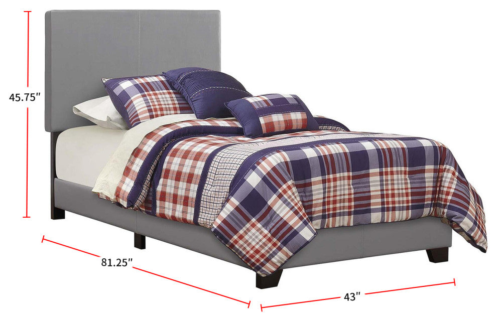 Leatherette Upholstered Bed, Twin Size, Gray