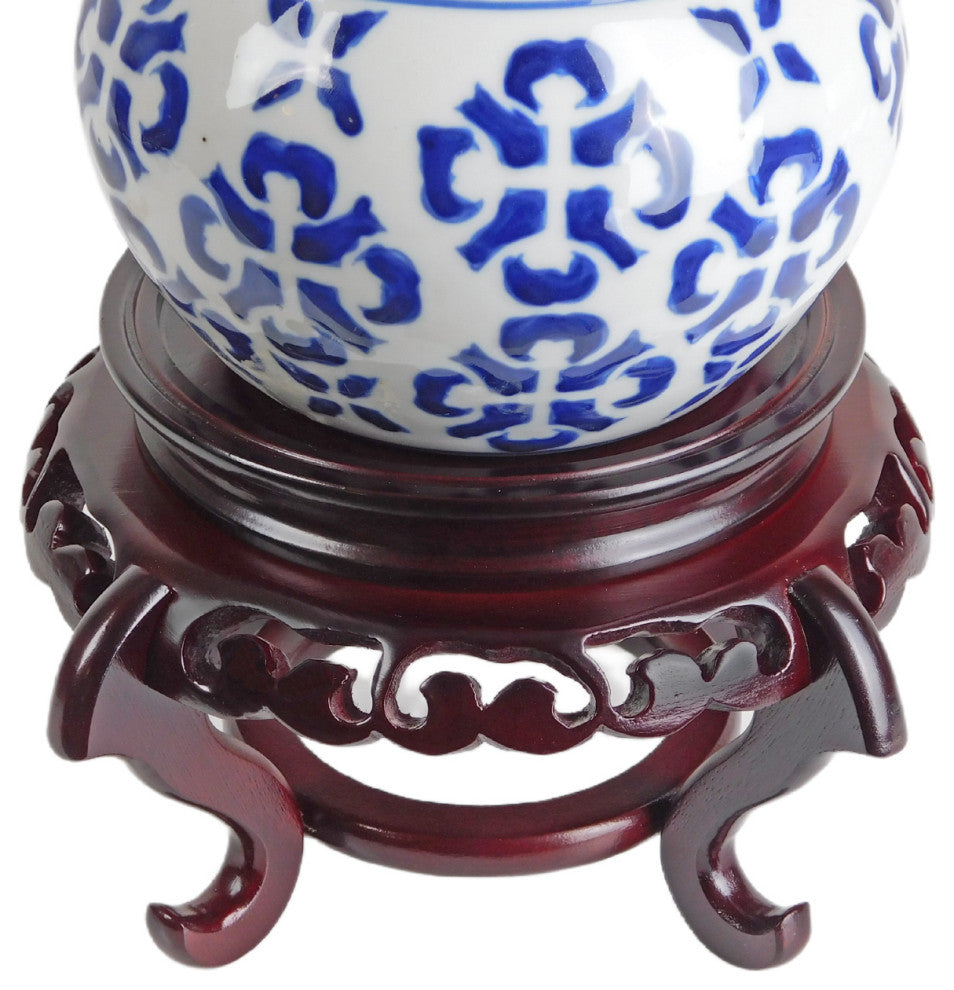 Mahogany Finish Chinese Porcelain Bowl Stand, 4"x4"