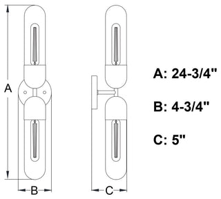 Vaxcel Lighting W0481 25"W Vanity Light - Matte Black