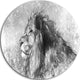 Lion Tattoo Illustration Art, Digital Art Round Metal Wall Art, 11"