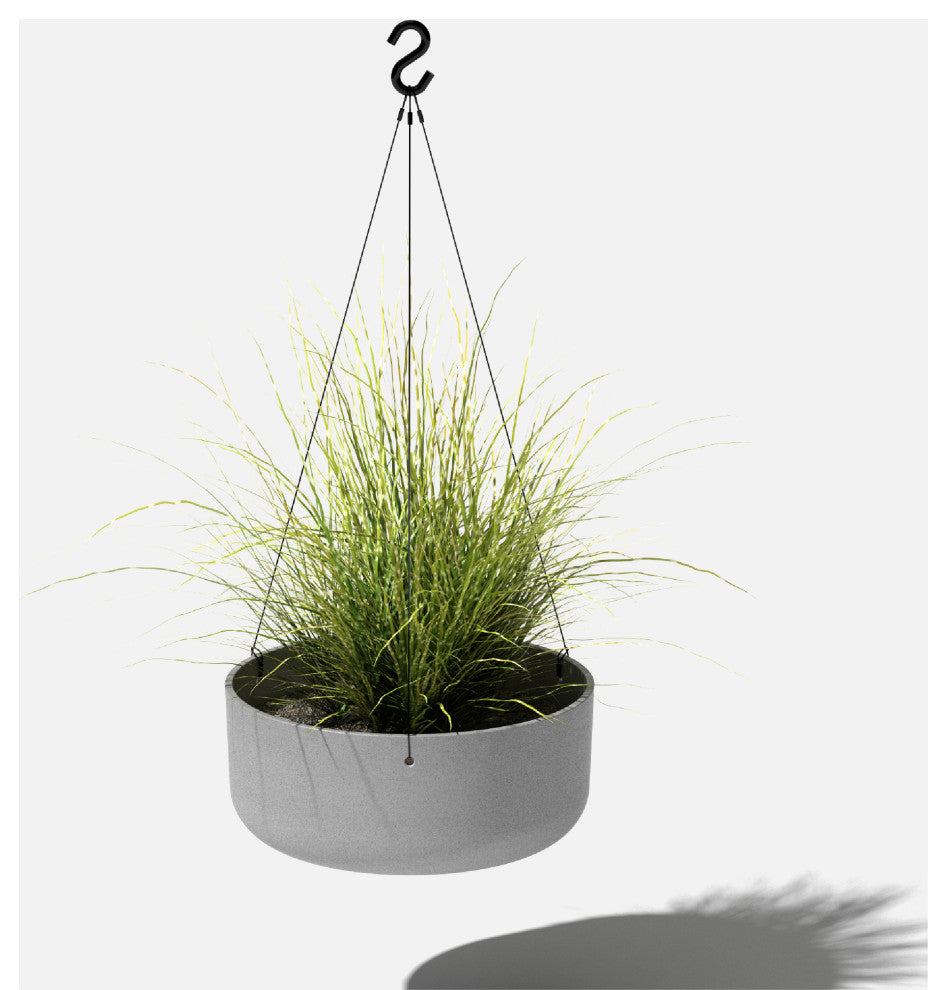 Pure Series Hanging Kona Bowl 14" Planter, Gray, 1 Pack