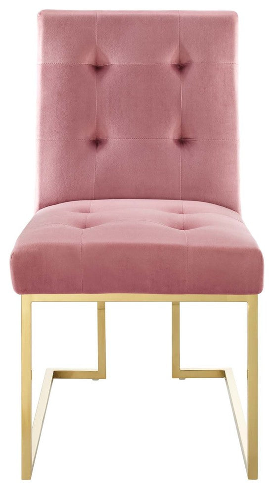 Privy Gold Stainless Steel Performance Velvet Dining Chair Gold Dusty Rose