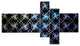 Blue Unusual Fractal Metal Grill, Abstract Canvas Wall Art, 60"x32", 5 panels