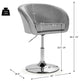 Costway Modern Velvet Chair Height Adjustable Bar Stool Swivel Makeup Seat Grey