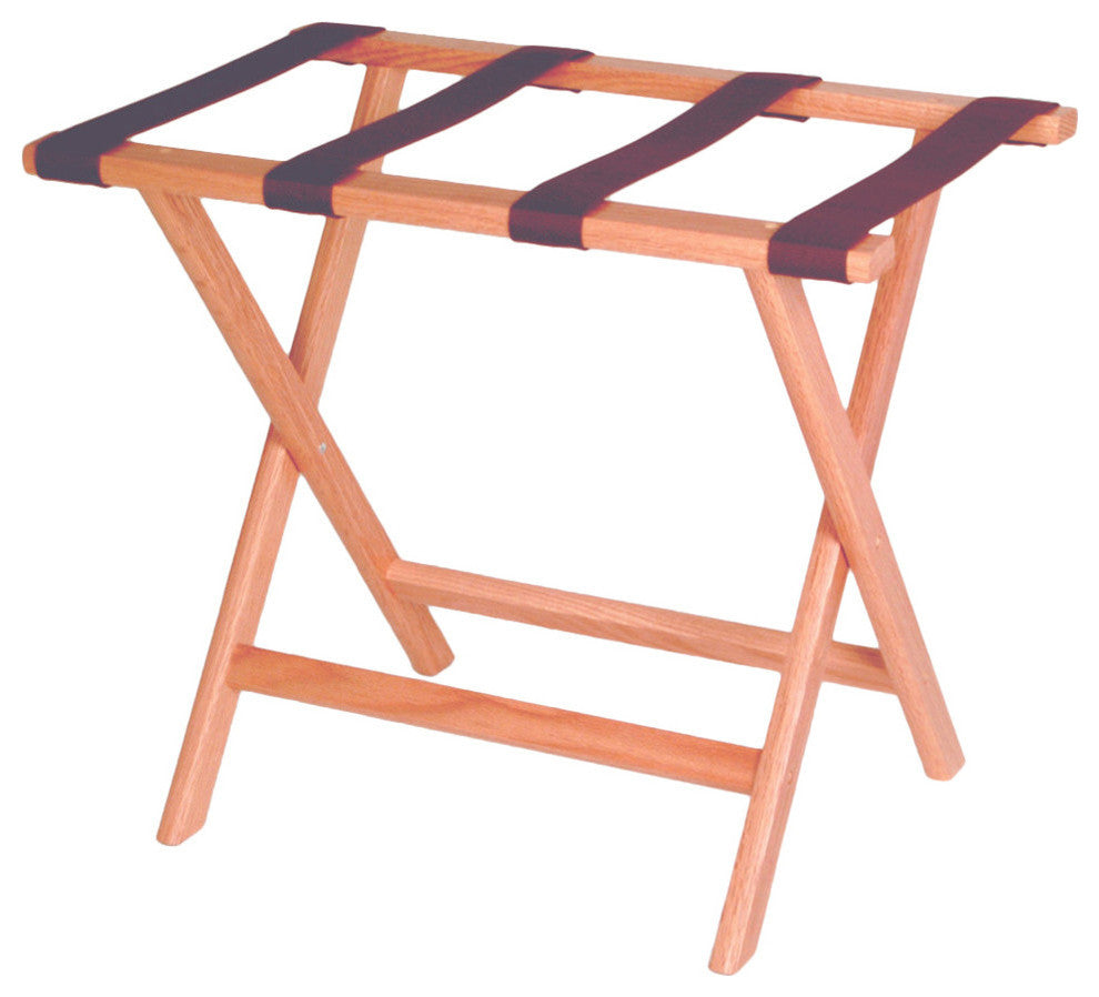 Deluxe Straight Leg Luggage Rack, Light Oak/Brown