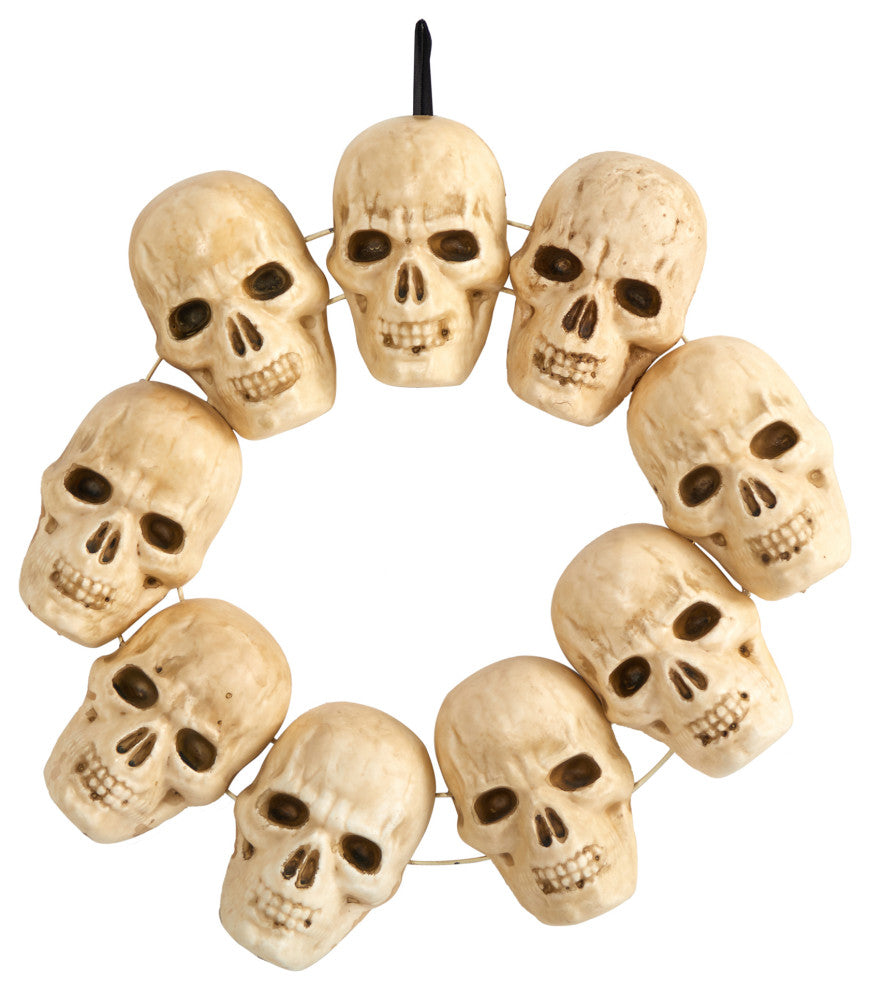 Nearly Natural W1203 20 Halloween Skull Wreath With Lighted Eyes