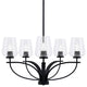 Cavella 5 Light Chandelier In Matte Black Finish, 5" Clear Bubble Glass
