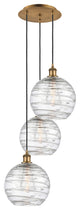 Athens Multi-Pendant, Brushed Brass, Clear Deco Swirl