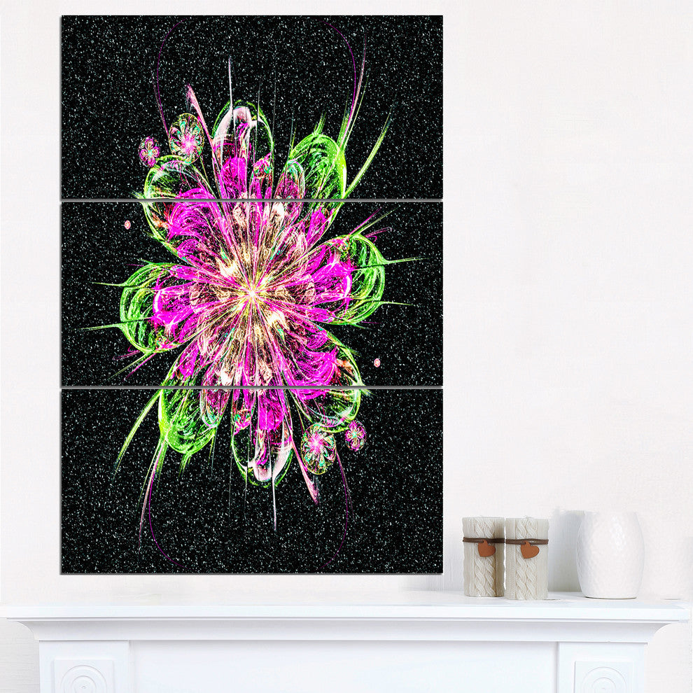 "Perfect Fractal Flower in Purple and Green" Metal Wall Art, 3 Panels, 28"x36"