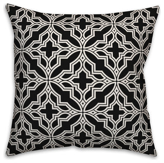 Black and White Geo Quatrefoil 20x20 Throw Pillow Cover