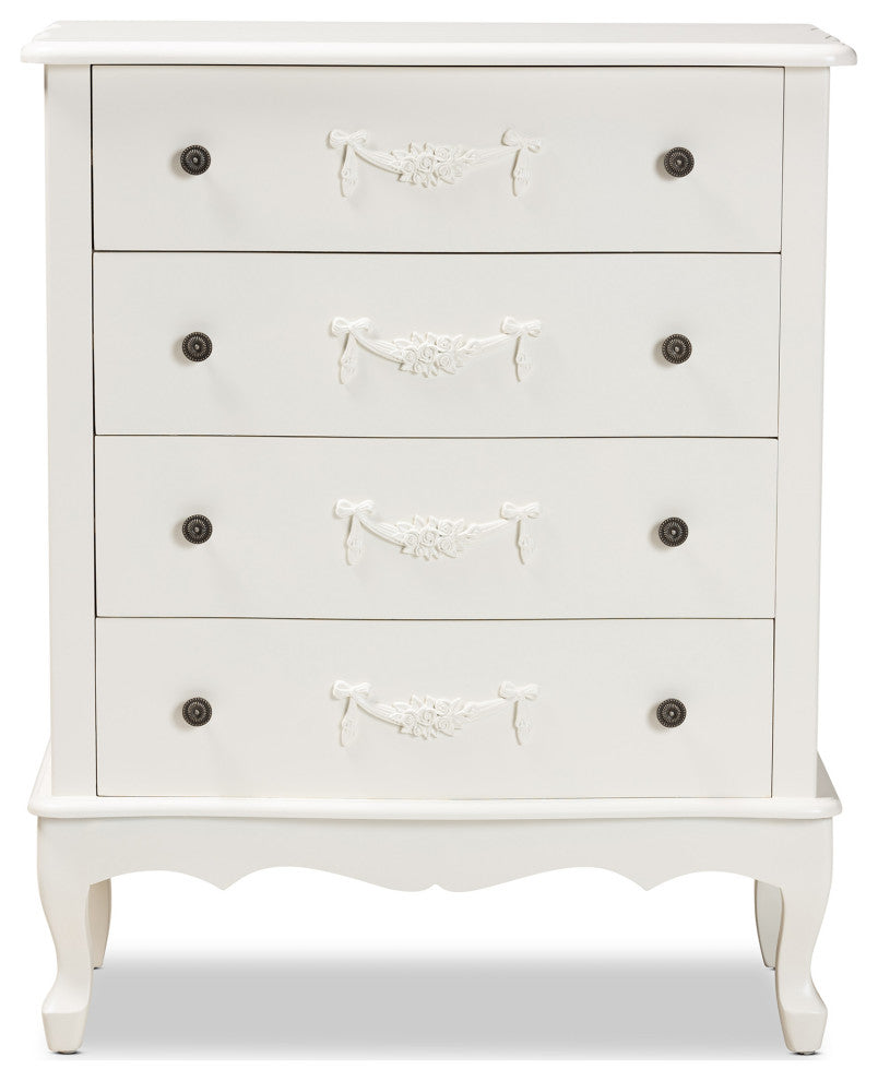 Callen Classic and Traditional White Finished Wood 4-Drawer Storage Cabinet