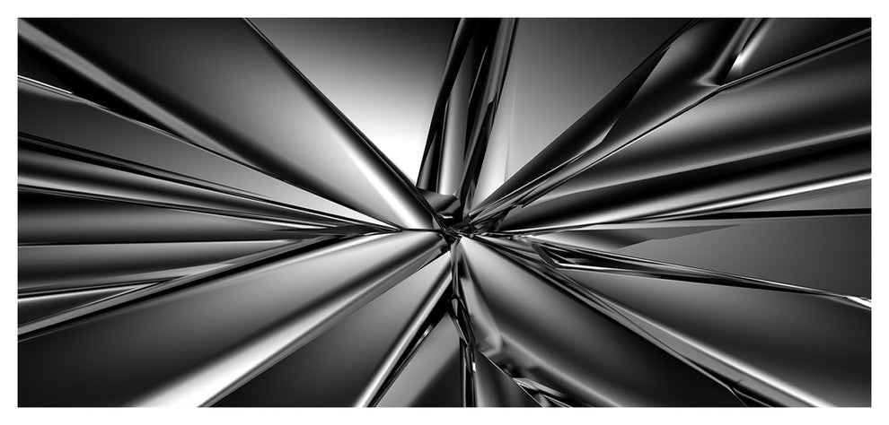 Futuristic Crystal Background, Oversized Abstract Canvas Art Print, 60"x28"