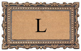 Carson Bronze/Beige Rubber And Coir 24"x36", Monogrammed Doormat, L