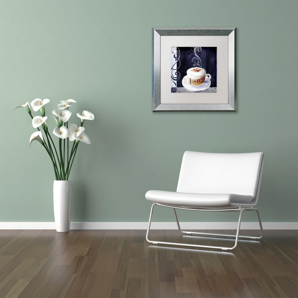 Color Bakery 'Cafe Blue II' Art, Silver Frame, White Matte, 16"x16"