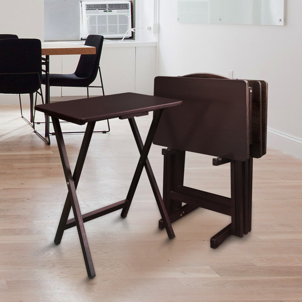 5 Pieces Tray Table Set, Espresso