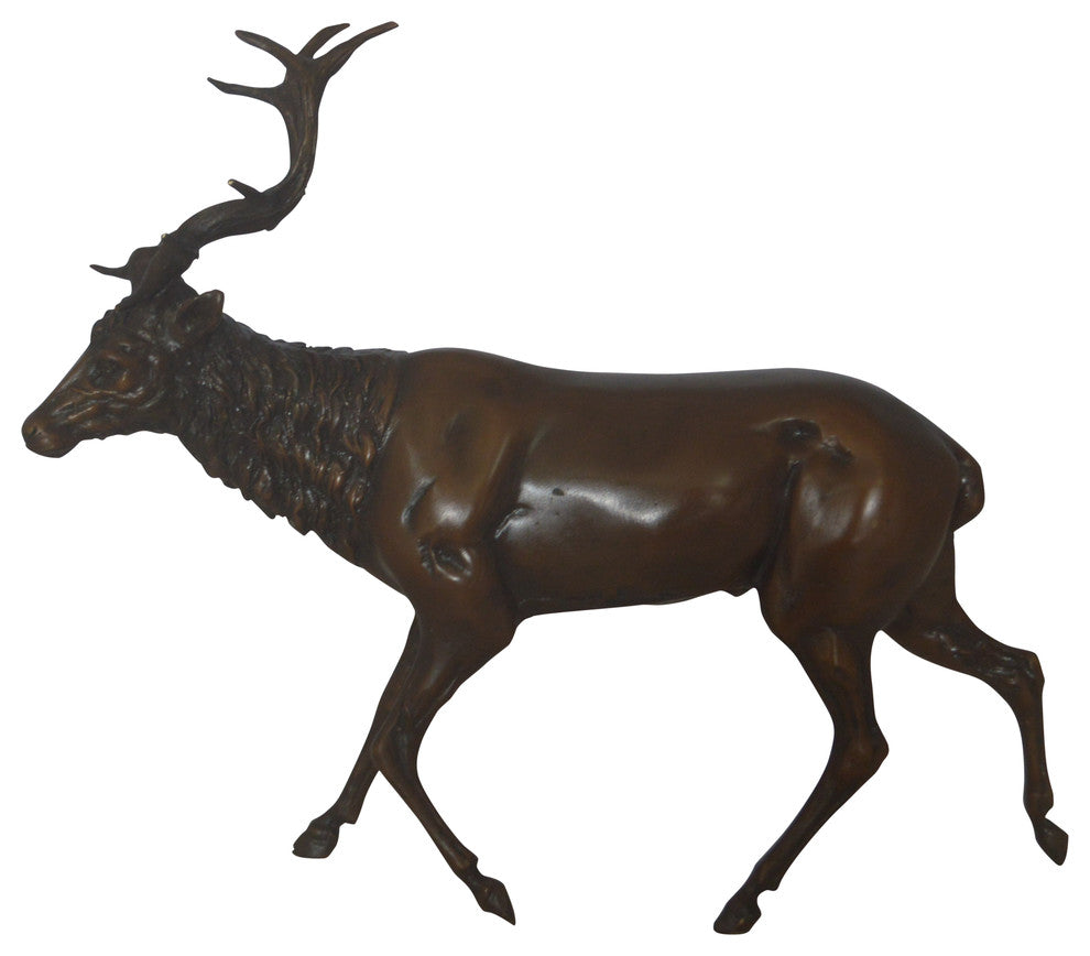 Running Deer Bronze Statue -  Size: 15"L x 4"W x 13"H.